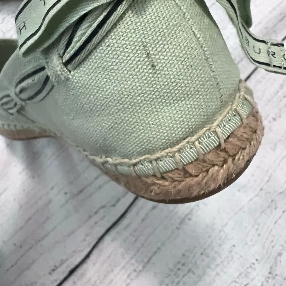 Tory Burch Mint Green Espadrille Flats with Woven Detail Size 7.5